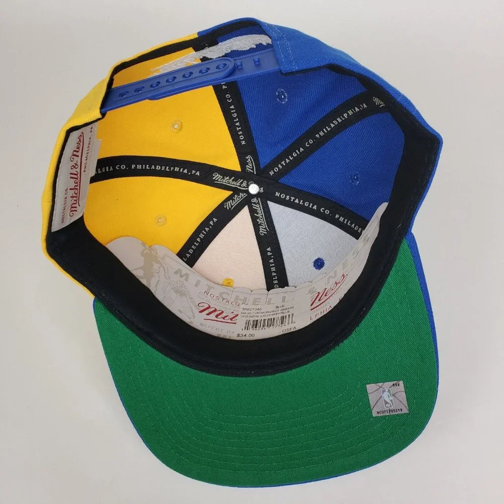 GS Warriors Mitchell & Ness NBA Snapback‎ Hat 3D Logo Blue Yellow Cap NWT